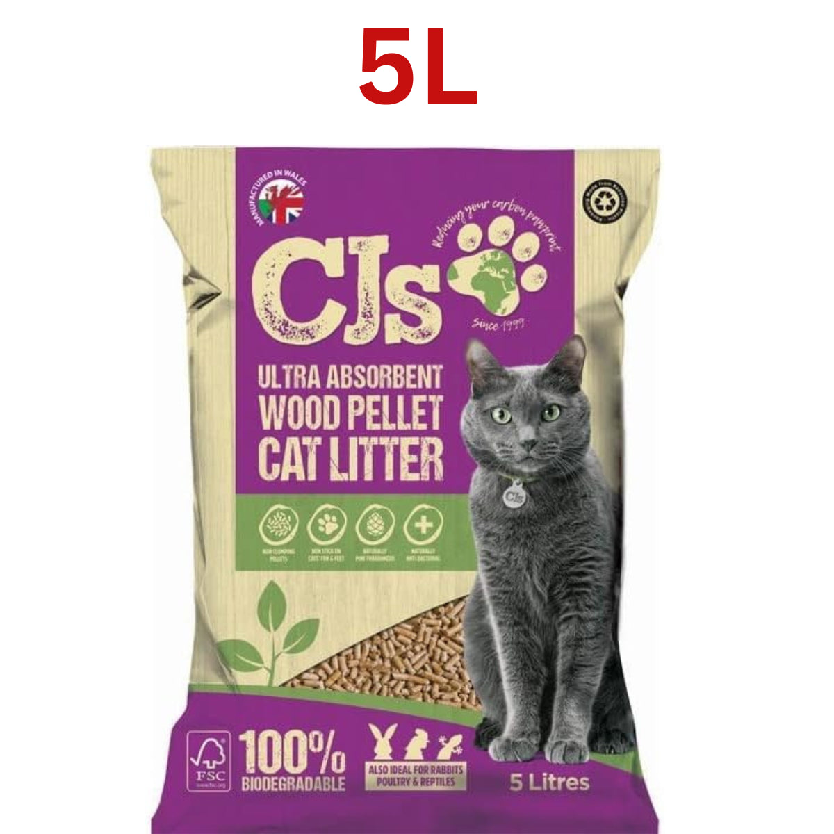 Premium Cat Litter Ultra Absorbent Wood Pellets Biodegradable Cj'S Cat Litter UK