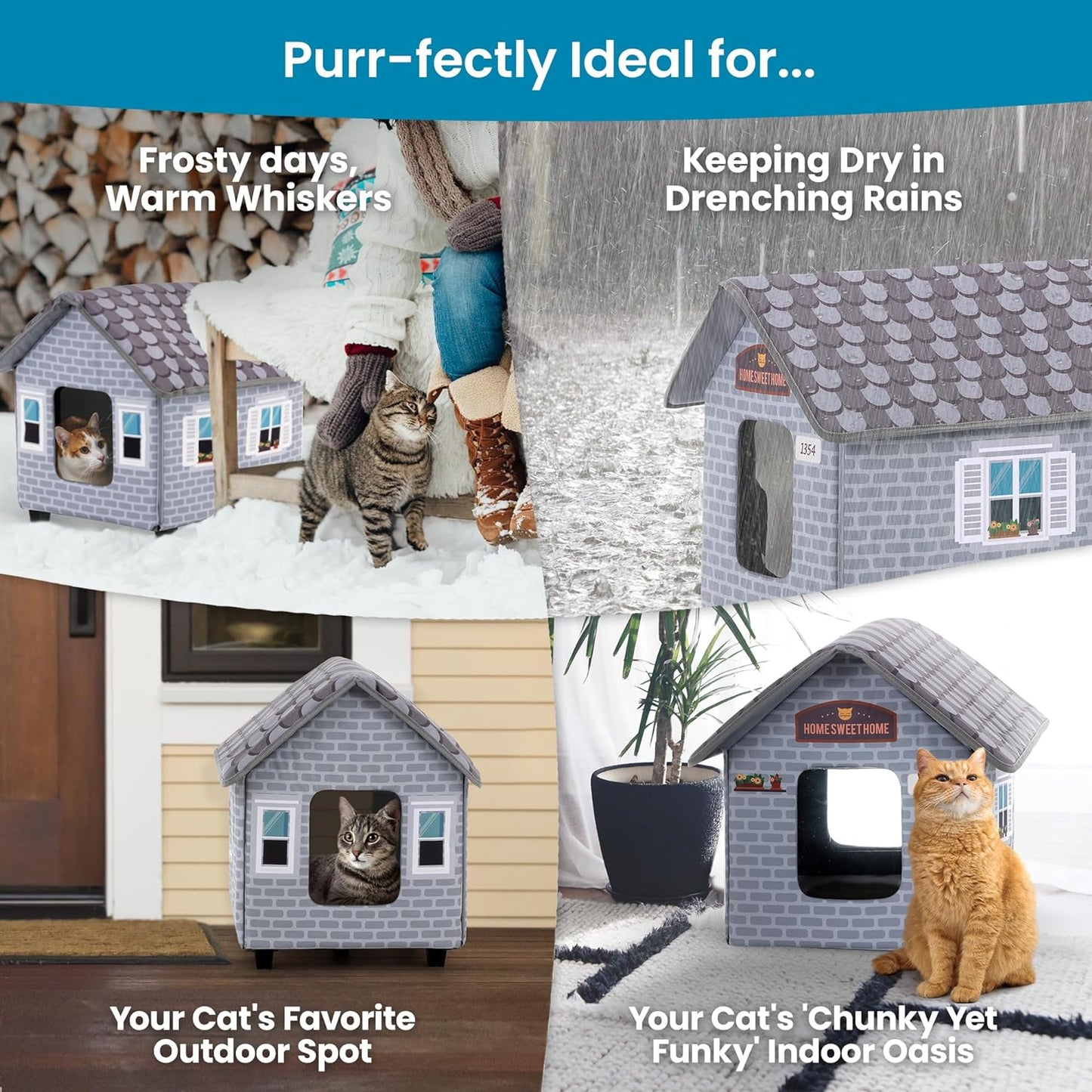 Ultimate Weatherproof Heated Cat House for Outdoor Cats - Easy Assembly for Winter Comfort!