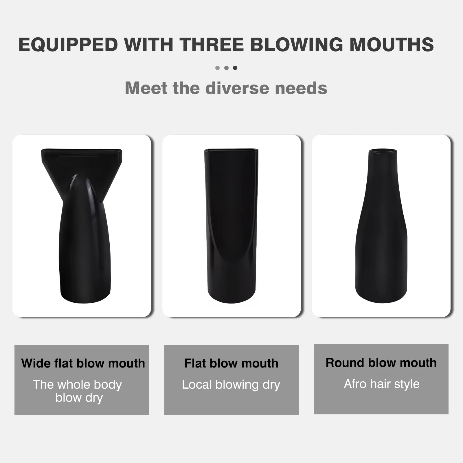 2000W-2800W Pet Hair Dryer, 35°C and 65 °C, Speed: 50M/S ~ 100M/S, Stepless Adjustable, 2.5M Extendable Hose, 3 Nozzles