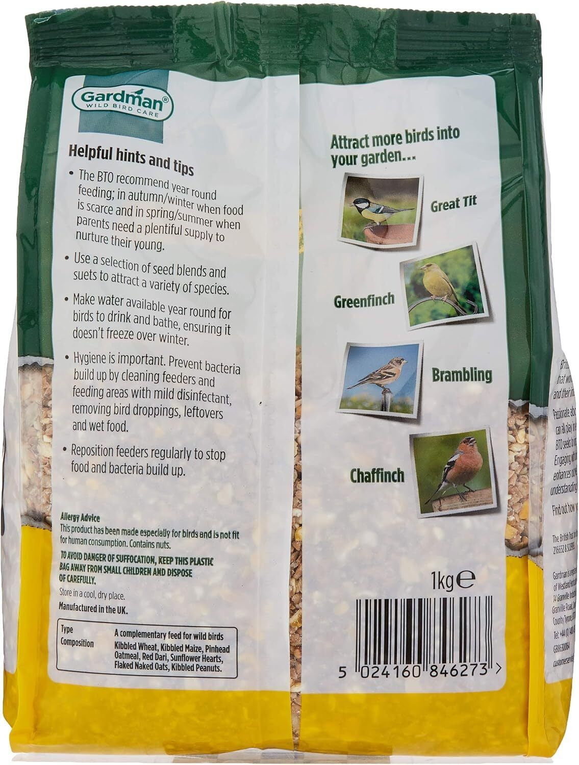 Gardman No Mess Seed Mix High Quality Wild Bird Food Feeding No Waste Garden