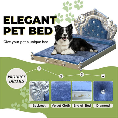 Stunning Large Dog Bed with Headboard Thicken Soft Dutch Velvet Pet Sofa Bed Elevated Frame Pet Lounge Bed for Medium Large Dogs
