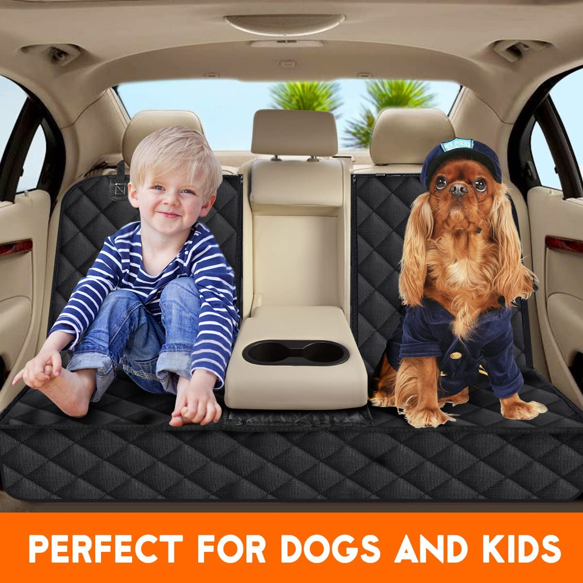 Ultimate Dog Car Seat Cover - Waterproof, Non-Slip Back Seat Protector for Cars, Trucks & SUVs - Fits Middle Armrest - Black