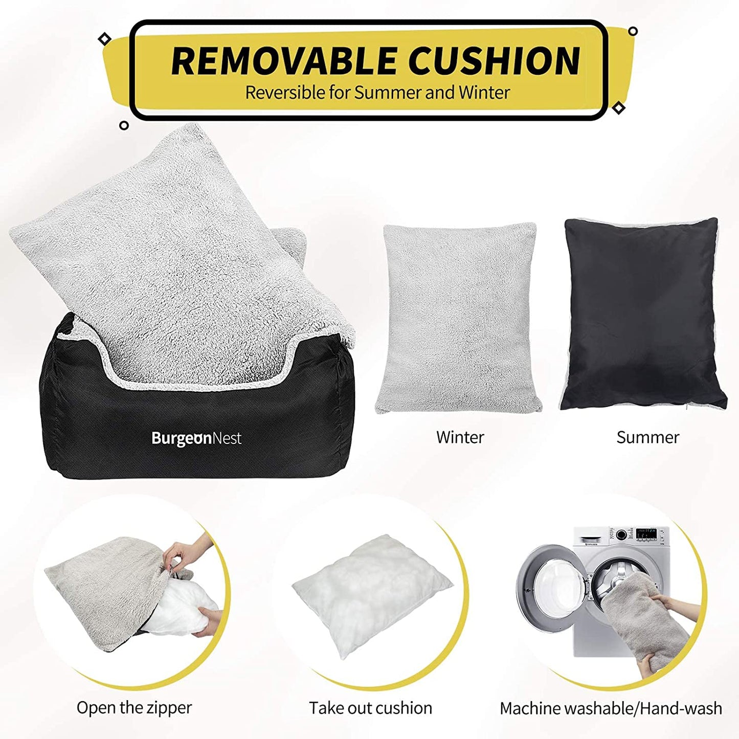 Dog Car Seat for Small Dogs, Soft Pet Car Travel Home Bed under 25 Lbs, Fully Detachable and Washable Cat Booster Carseats with Storage Pockets and Clip-On Leash Portable Carrier,Black