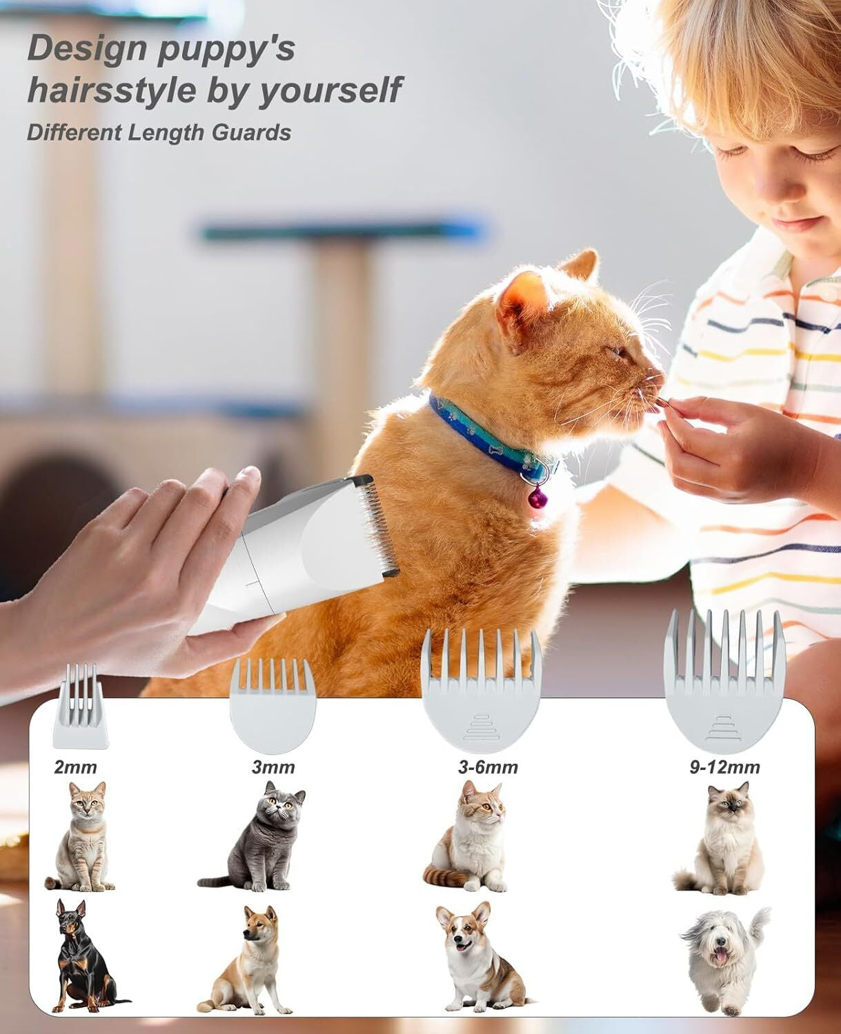 Small Dog Clippers for Grooming - Rechargeable Low Noise Clippers Grinder Shaver