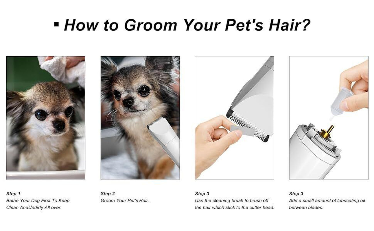 Small Dog Clippers for Grooming - Rechargeable Low Noise Clippers Grinder Shaver
