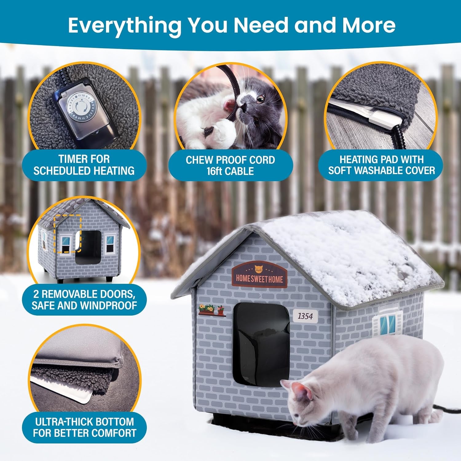 Ultimate Weatherproof Heated Cat House for Outdoor Cats - Easy Assembly for Winter Comfort!