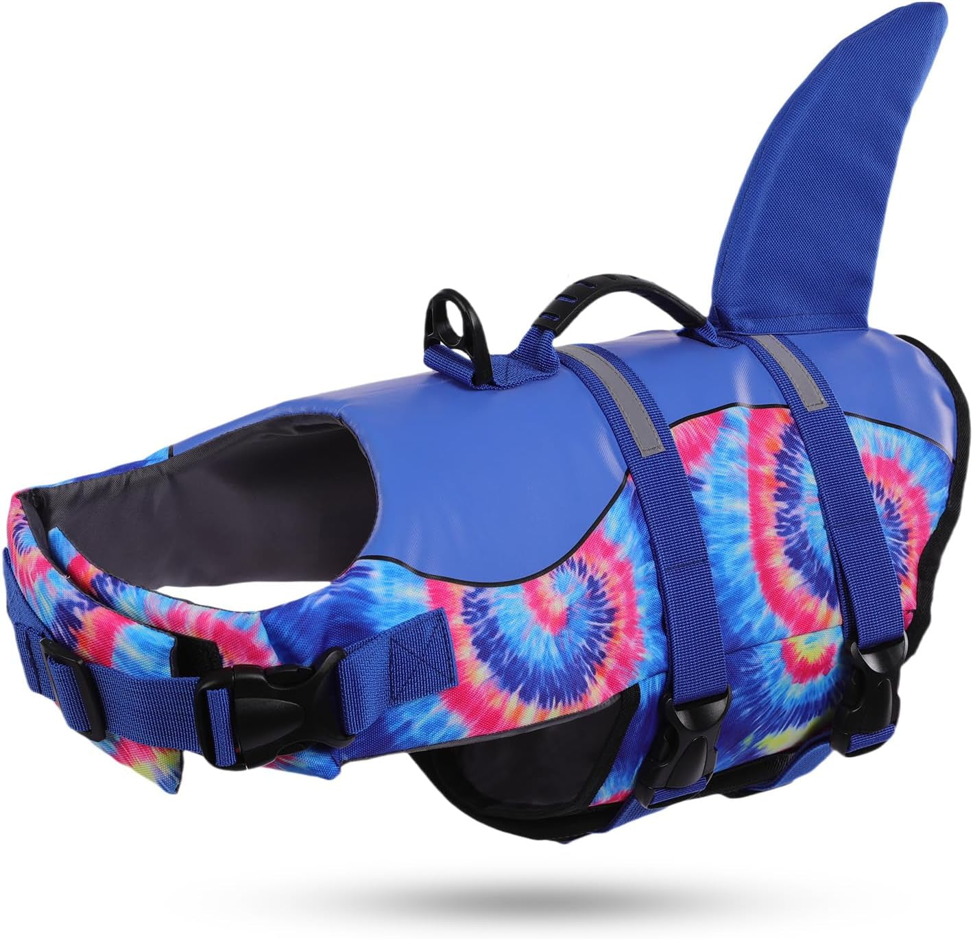 Dog Life Jacket - Pet Safety Vest for Swimming & Boating, Shark Life Jacket with Floatation, Dog Lifesavers Swimsuits for Small Medium Large Dogs (Blue Bandhnu, XL)