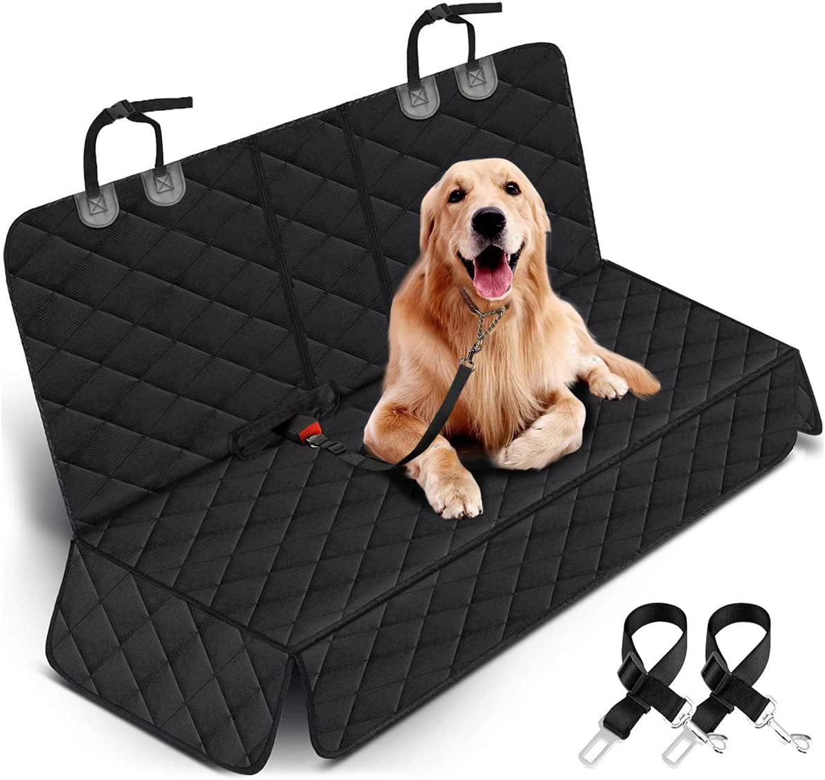 Ultimate Dog Car Seat Cover - Waterproof, Non-Slip Back Seat Protector for Cars, Trucks & SUVs - Fits Middle Armrest - Black