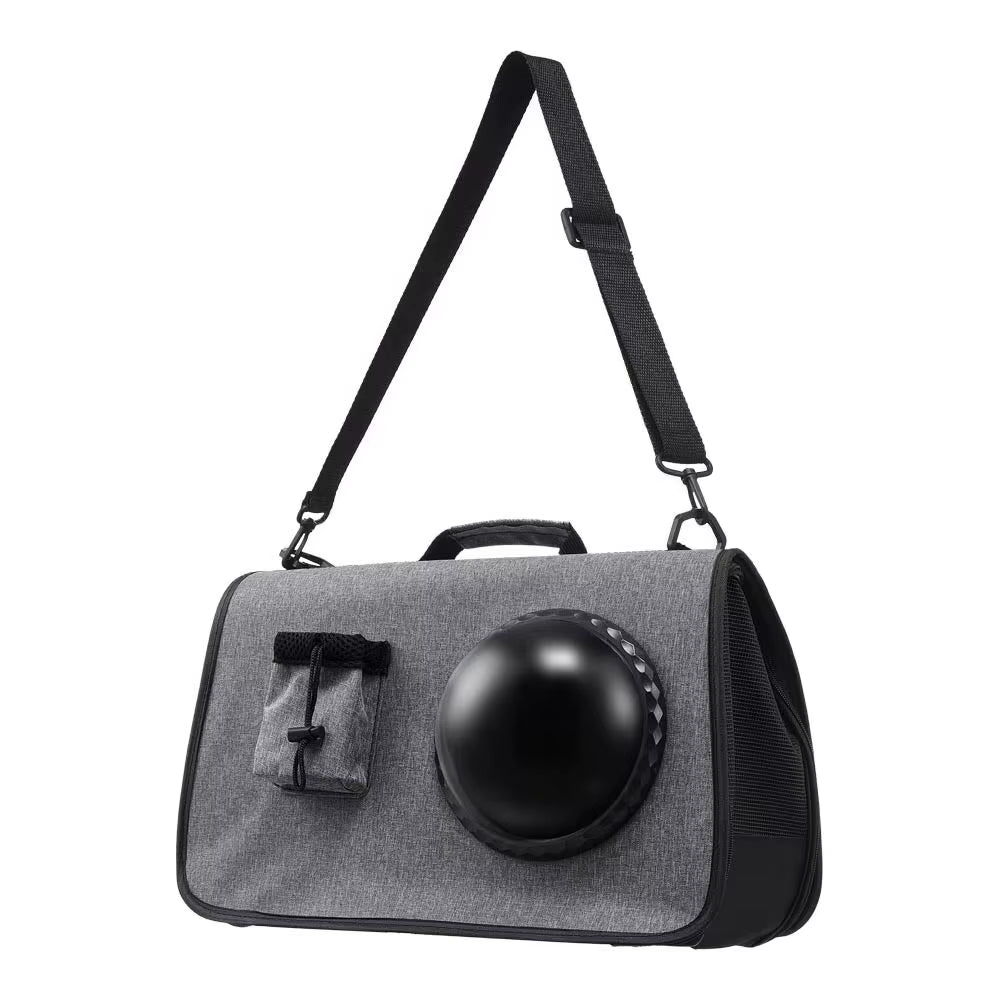 Grey Oxford Travel Pet Carrier Shoulder Bag with Visual Window