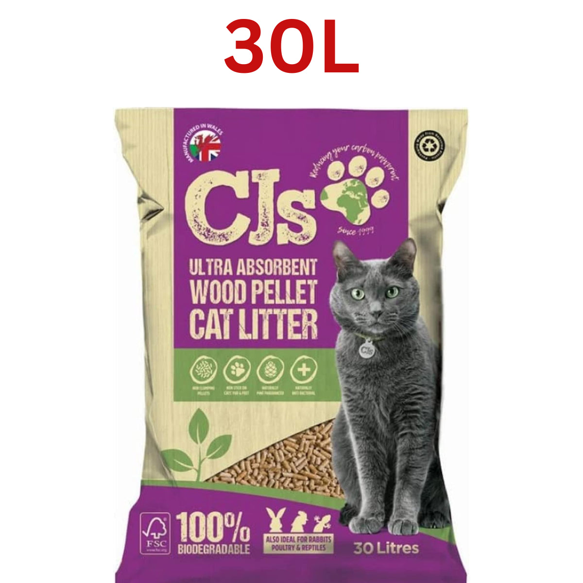 Premium Cat Litter Ultra Absorbent Wood Pellets Biodegradable Cj'S Cat Litter UK