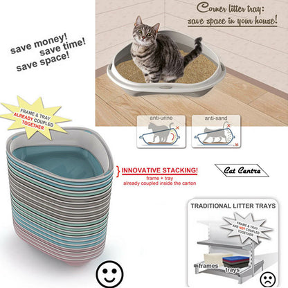 Cat Corner Litter Tray Large or Jumbo Rim Pet Open Toilet Pan Box Cat Centre�