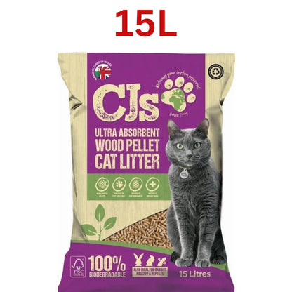 Premium Cat Litter Ultra Absorbent Wood Pellets Biodegradable Cj'S Cat Litter UK
