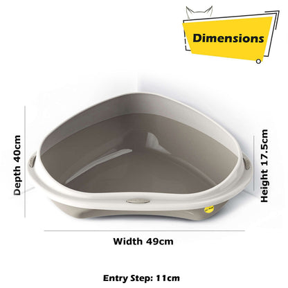Cat Corner Litter Tray Large or Jumbo Rim Pet Open Toilet Pan Box Cat Centre�