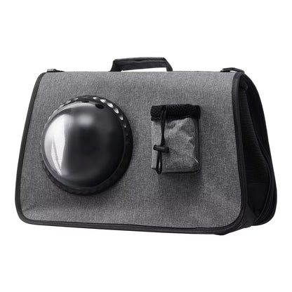 Grey Oxford Travel Pet Carrier Shoulder Bag with Visual Window