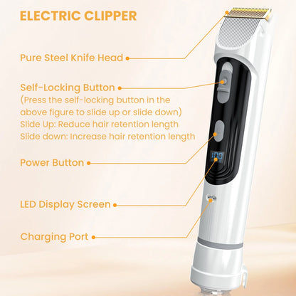 Pet Grooming Vacuum for Dogs & Cats, 13000Pa Suction, 5-In-1 Grooming Kit with Low Noise, 2.5L Dust Cup, Wireless Clippers, Deshedding Brush – Professional At-Home Pet Hair Cleaner