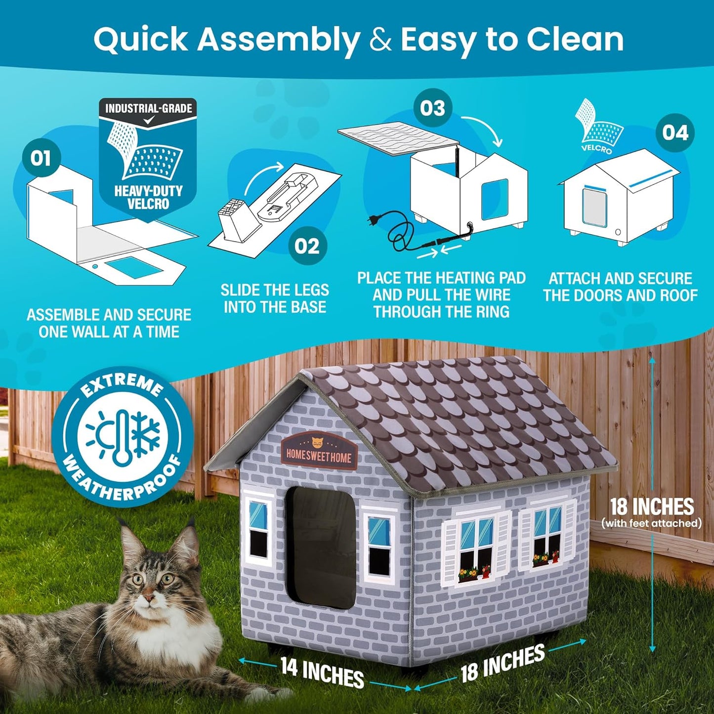 Ultimate Weatherproof Heated Cat House for Outdoor Cats - Easy Assembly for Winter Comfort!