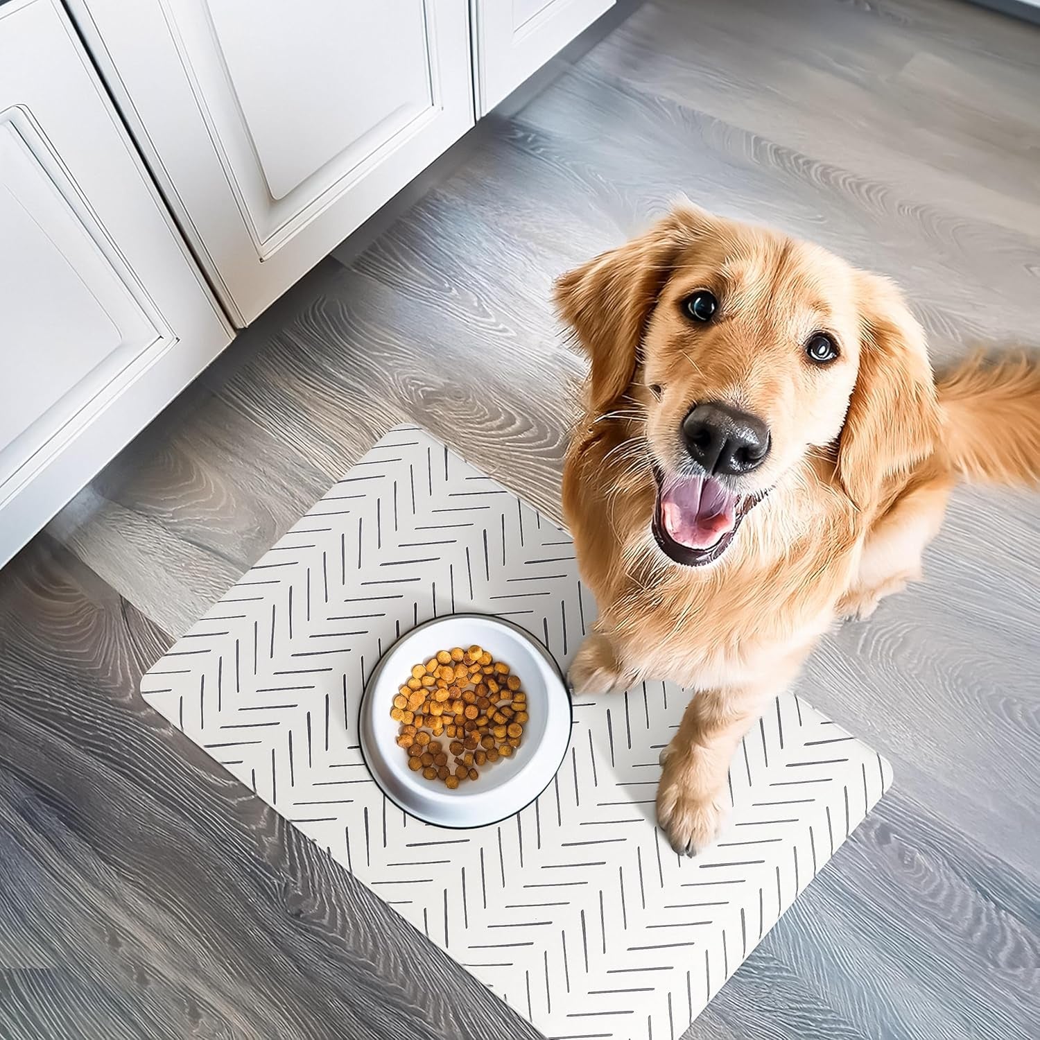 Large Dog Mat for Food and Water, Cat Feeding Mat | Large Waterproof Dog Bowl Mat | Non-Slip Pet Food Mat for Floors | Pet Mats for Food and Water | Easy to Clean